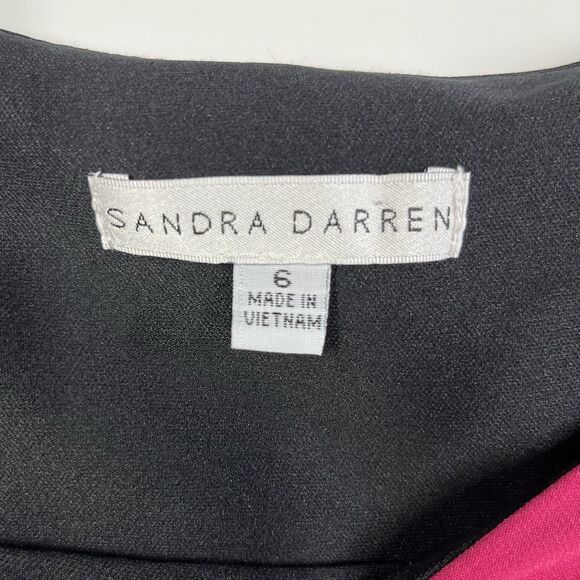 Sandra Darren Size 6 Dress Geometric Pink Black 3/4 Sleeve Modern Retro Career - Picture 5 of 7